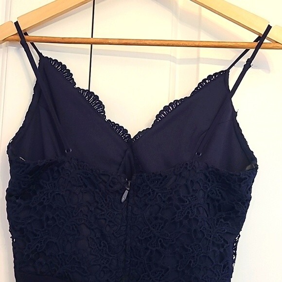 Lulus Leandra Navy Blue Lace Maxi Dress Size S - Picture 7 of 14